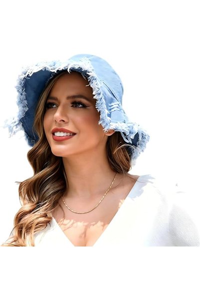 EXCEFORE قبعة دينيم للنساء للحماية من الشمس والسفر في الهواء الطلق، تصميم قاب...