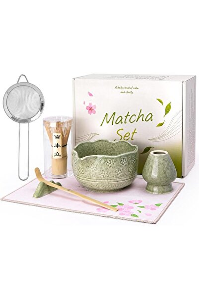GENERAL Matcha Set, 7pcs Matcha Whisk Set with Matcha Whisk，Matcha Bowl，Hooke...