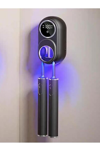 SHKIBY منظف فرشاة الأسنان وحاملها، تنظيف وتجفيف بالهواء، شاشة LED ذكية، قابل ...