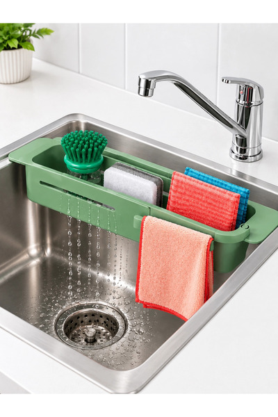 IKEA Ayarlanabilir Lavabo Düzenleyici Lavabo İçi Süngerlik ve Bulaşık Bezi As...