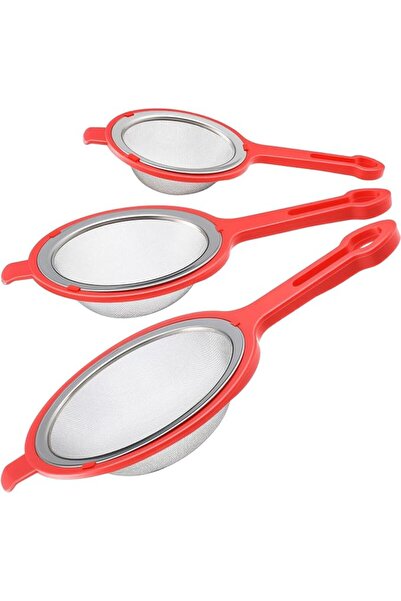 TERRIFI Set of 3 Durable 304 Stainless Steel Fine Mesh Strainers with Ergonom...
