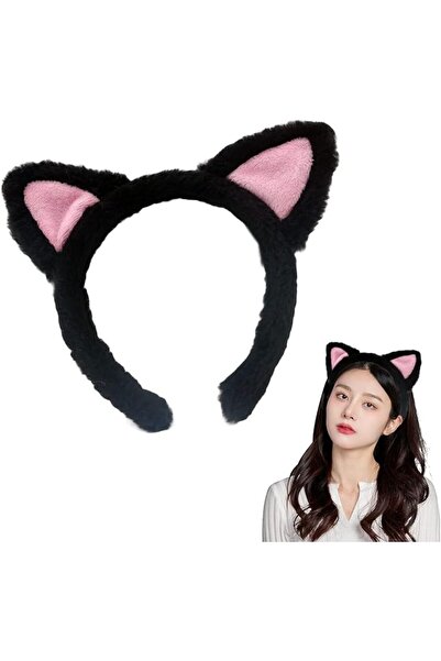 JOYZZZ Cat Ear Hair Band, Black Plush Soft Headband for Women and Girls, Perf...
