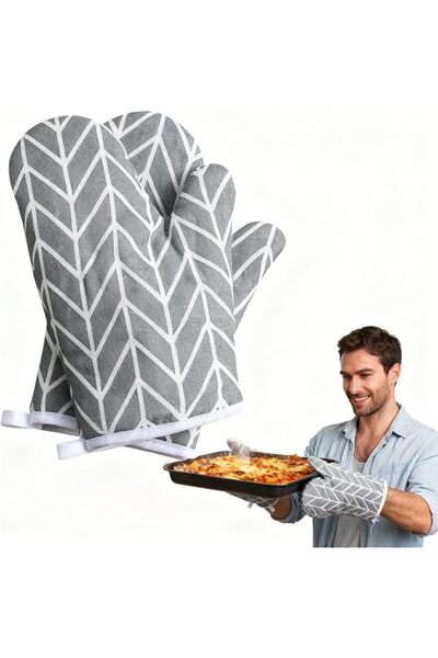 GoodTool 2-Pack Grey Oven Mitts with Hanging Loop, Heat Resistant Gloves for ...