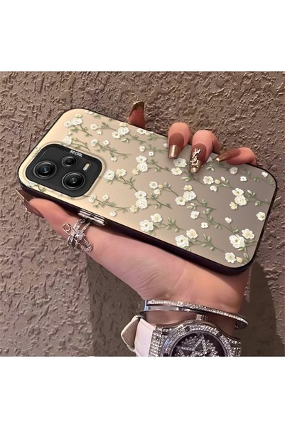 PATTERNOVA Redmi Note 12 Pro 5G Uyumlu Zarif Beyaz Sarmal Çiçek Kılıf, Yumuşa...