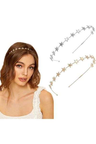 ASKIND 2 Pcs Alloy Five-pointed Star Headbands, Bridal Hair Hoop Wedding Hair...