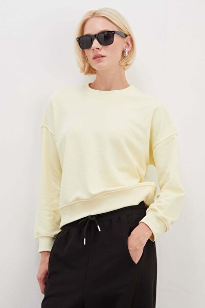 Fulla Moda 3 Threaded Basic Crew Neck Sweatshirt Without Embellishments