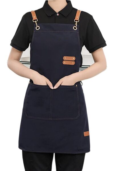 Beauenty Chef Aprons for Men Women with Large Pockets, Cotton Canvas Cross Ba...