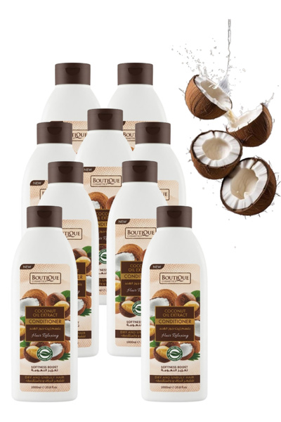 Boutique 9 Pieces Coconut Oil Extract Conditioner for Dry and Unruly Hair 1000ML