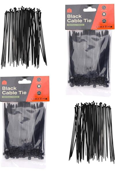Bmb TOOLS Cable Tie Black - 4 Packs of 100 Pieces - Pack of Nylon Zip Ties fo...