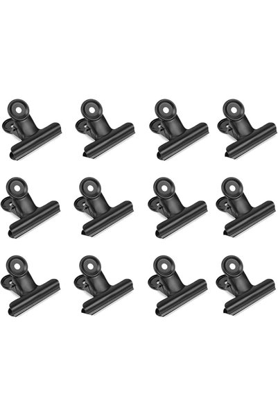 ASKIND Black Bulldog Paper Clips, 12 Pcs Large Metal Hinge Clips Binder Bull ...