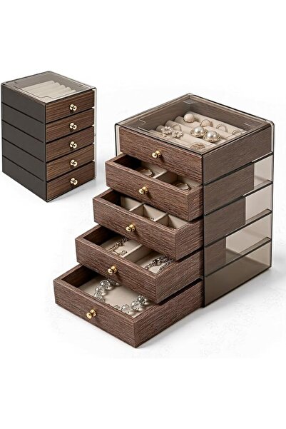 GENERAL Walnut Wood Jewelry Box Large Capacity, Jewelry Organizer with Drawer...