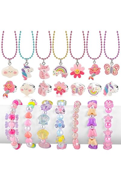 TERRIFI Kids Jewelry Set for Girls 21 Pcs Necklace Bracelet and Ring Play Jew...