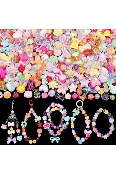 TERRIFI 160g（180pcs-240pcs） Mixed Color Acrylic Beads for DIY Jewelry Making ...