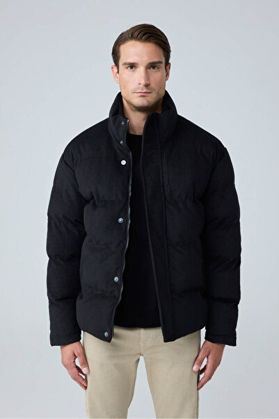 Danger Men's Waterproof Velvet Puffer Inflatable Coat Black 4346Dngr