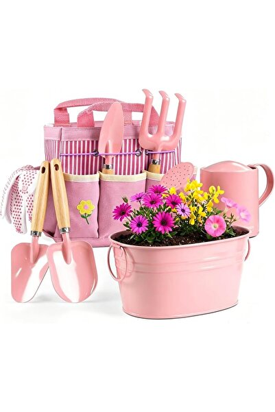 XICEN Kids Gardening Kit 8Pcs, Real Metal Tools with Ergonomic Wooden Handles...