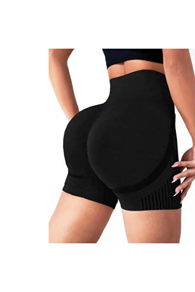 Choice شورت يوجا نسائي أسود مقاس S/M، شورت رياضي عالي الخصر لرفع المؤخرة، شور...