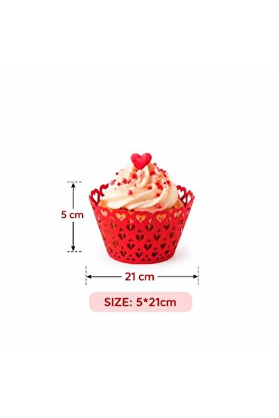 Warehouse Cupcake wrapper decorated with heart pattern - red color
