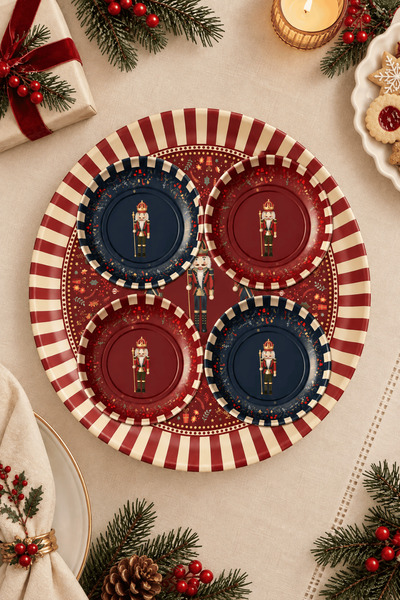 Sarkap Home 26 cm Nutcracker Meyve Tabağı ve 4'lü Çerezlik Seti