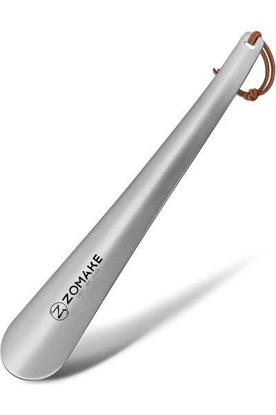 ZOMAKE Metal Shoe Horn, Stainless Steel Travel Shoehorn, Small Short Handle S...