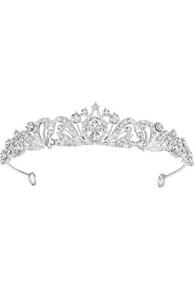 Tazweeq Silver Princess Crown for Women, Wedding Tiaras for Bride Princess Cr...
