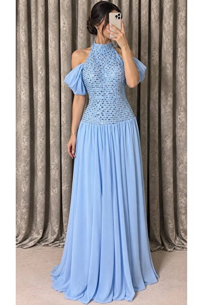 ELORA FASHION فستان سما بتطريز لامع ✨🩵