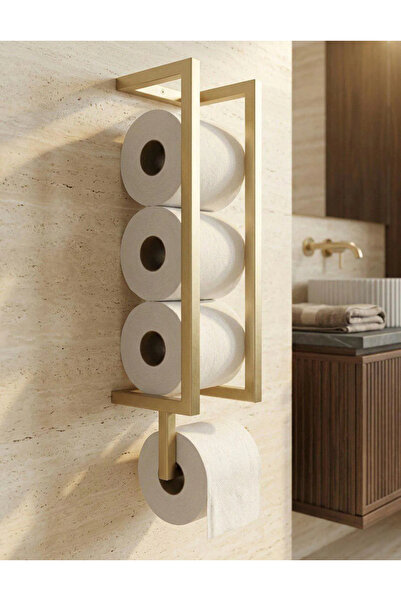 Lüks Metal Tuvalet Kağıtlığı ve Yedeklik - Banyo Aksesuarı Askılığı