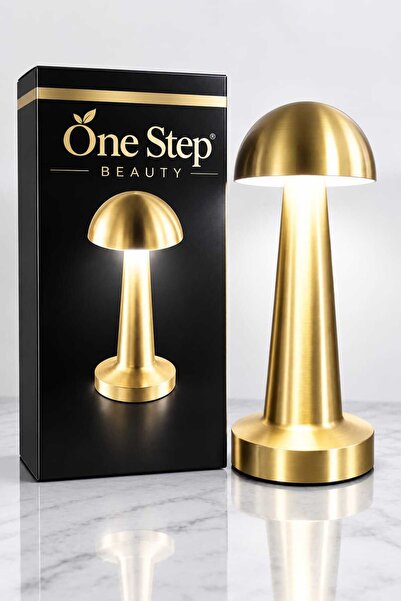 One Step Beauty Mantar Masa Lambası Altın Renk Gold Kasa