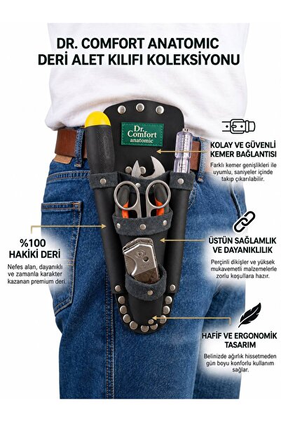 Dr.Comfort DR.520 BEL ALET ÇANTASI HAKİKİ DERİ ANTRASİT