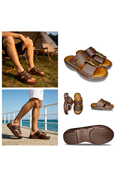 xihuiwa Platform wedge sandals for men and women with double buckles and gold...
