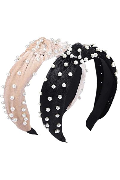 TERRIFI Women Headbands 2-Piece Set, Wide Knotted Bow Headband Women, Pearl H...
