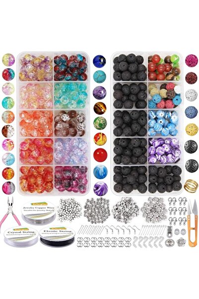 KASTWAVE 878Pcs Lava Beads Stone Kits, with Spacer Beads, Jump Ring Jewelry F...