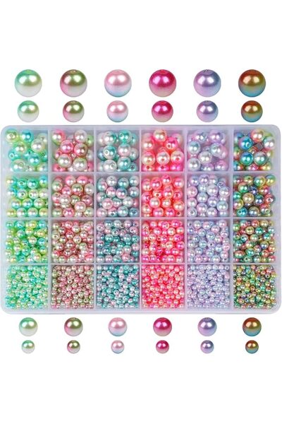 ELECDON 1890Pcs Multicolored Pearls Beads, Loose Round Spacer Beads, Smooth R...