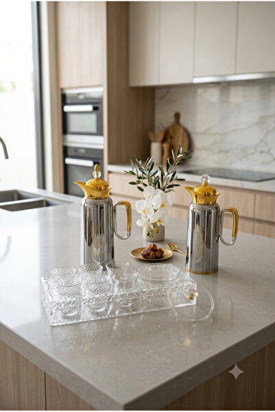Generic Integrated Hospitality Serving Set Featuring 700Ml+1L Silver/Gold Tea...