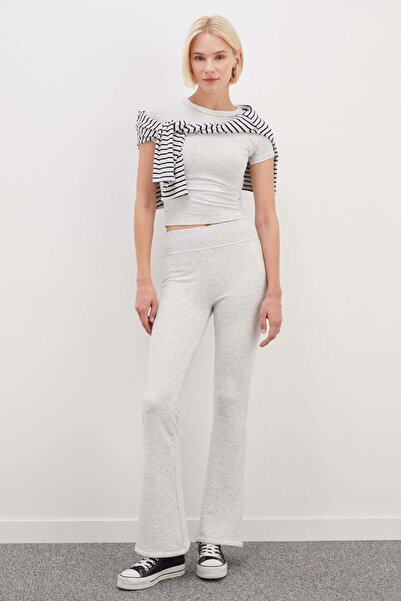 Fulla Moda 3 Threaded Non-Threaded Elastic Waist Flare Leggings