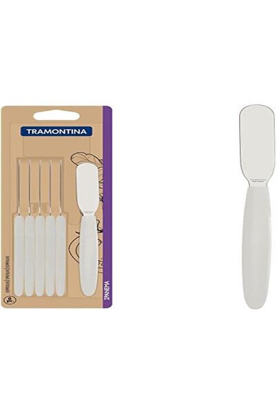 TRAMONTINA Ipanema stainless steel butter spreader set with white polypropyle...