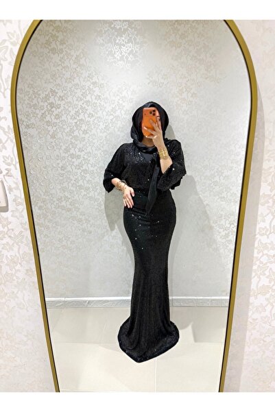 Balık Model Payetli Etek - Siyah