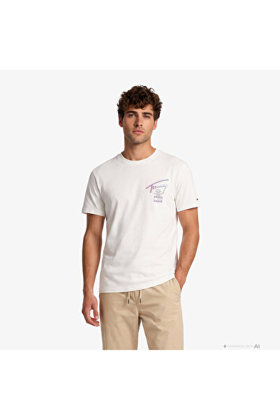 Tommy Hilfiger City Sign Erkek Beyaz T-Shirt
