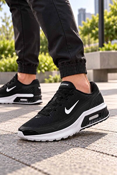 Nike Erkek Air Max BİA Siyah/Beyaz Spor Ayakkabı Air Taban Günlük Sneaker Koş...