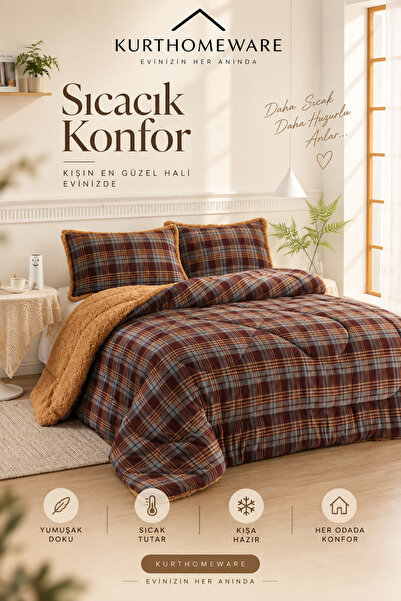 Genel Markalar KURTHOMEWARE 3 PARÇA COMFORTER SET – ÇİFT KİŞİLİK
