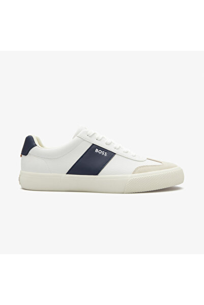 BOSS Erkek Deri Detaylı Düşük Bilekli Rahat Taban Beyaz Sneaker