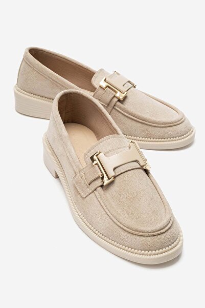 CCWAY AYAKKABI Pantofi de damă cu cataramă Saraçlı BEJ SUEDE