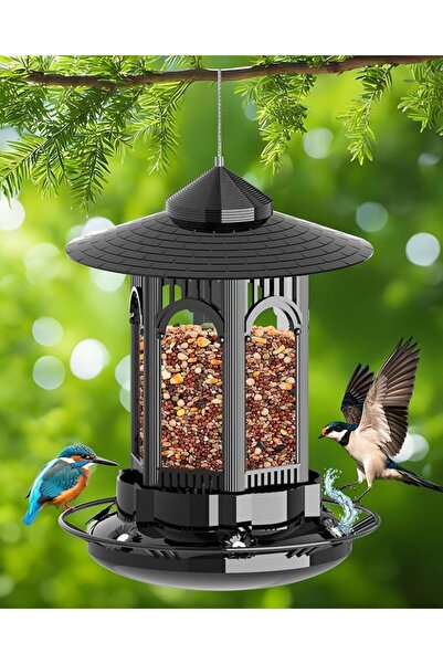 SYOSI Hanging Bird Feeder for Outdoors, No Mess Wild Bird Seed Feeder with Sq...