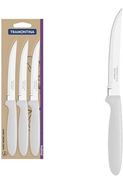 TRAMONTINA Ipanema stainless steel steak knife set with white polypropylene h...