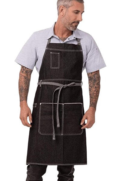 Chef Works Unisex Bronx Bib Apron, Black, One Size