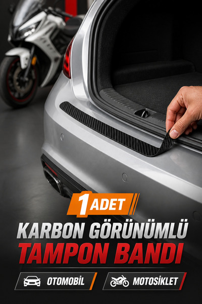 Betora Araba Tampon Koruyucu 1'li Siyah Karbon Desenli Esnek Köşe ve Çizik Ko...