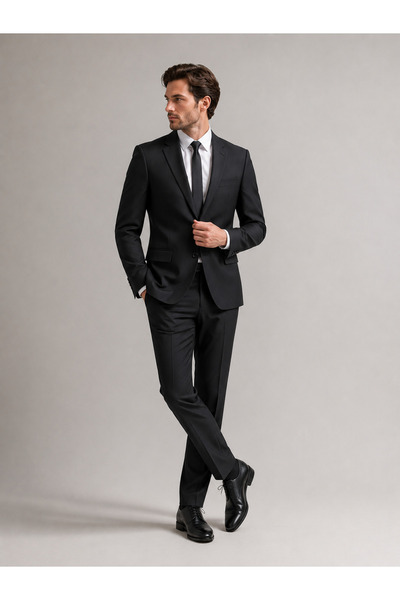 Generic Men's Elegant Black 2-Piece Suit Set – Slim Fit Jacket & Trousers for...