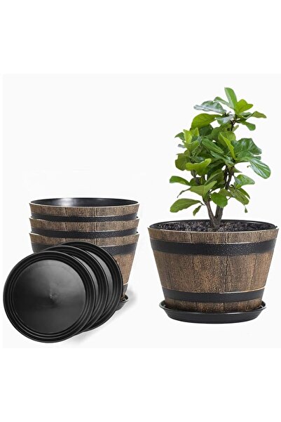 GENERAL 3 Pack 10 inch Plant Pots,Planters with Drainage Holes & Saucer, Plas...
