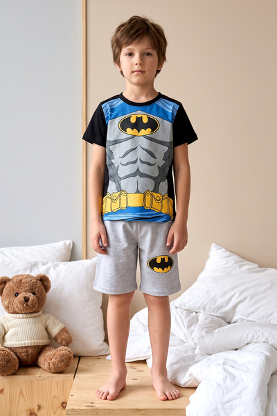 REMSA Kurzarm-Pyjama-Set aus gekämmter Baumwolle für Jungen 3986 Grau