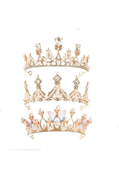ELECDON Princess Crown, 3Pcs Crystal Tiara for Girls, Gold Kid Birthday Crown...
