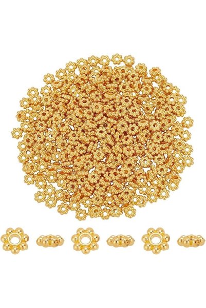 TERRIFI 300 Pcs Golden Flower Spacer Beads, 6mm Alloy Daisy Beads Metal Jewel...